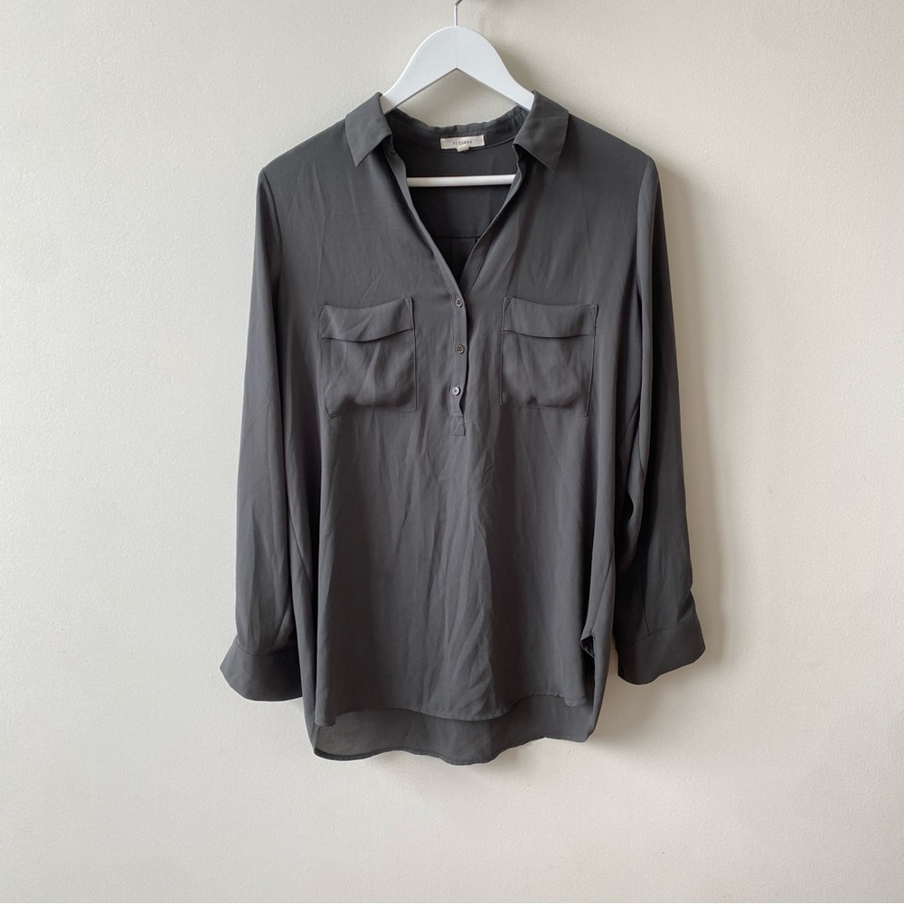 Pleione Erin Cypress Green Women's Button-Up Blouse